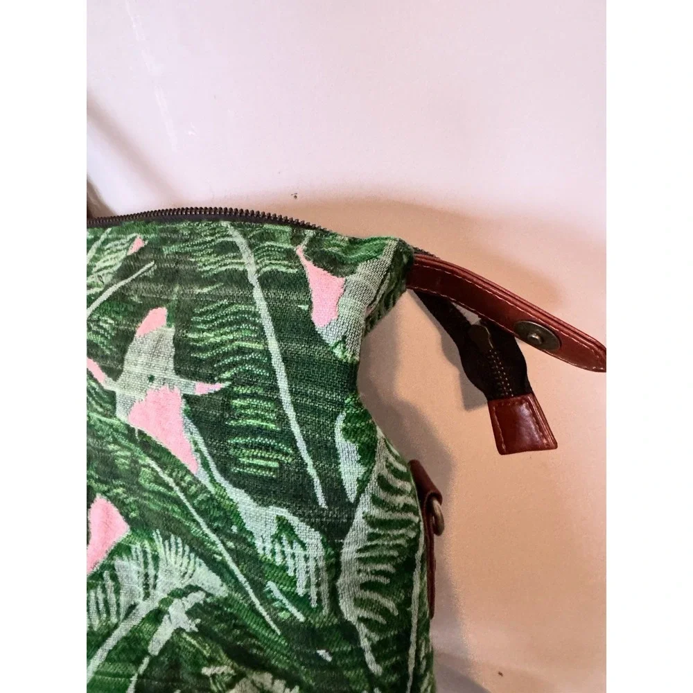 Judith March Large Duffel Bag Palm Leaves Spring Chic Leather Deep Weekender - Picture 4 of 5